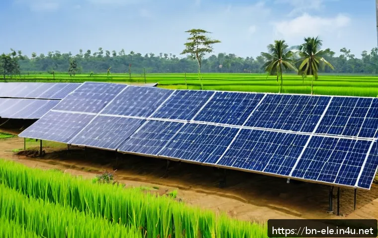 전기기사와 태양광 발전 설계 - A detailed solar panel installation scene in a rural Bengali village, featuring south-facing solar p...
